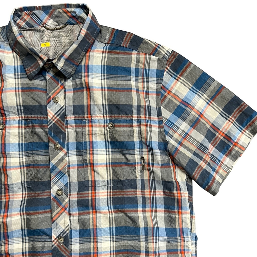 Eddie Bauer Men Short Sleeve Plaid Shirt Breathable Quick Dry Adventure Classic‎